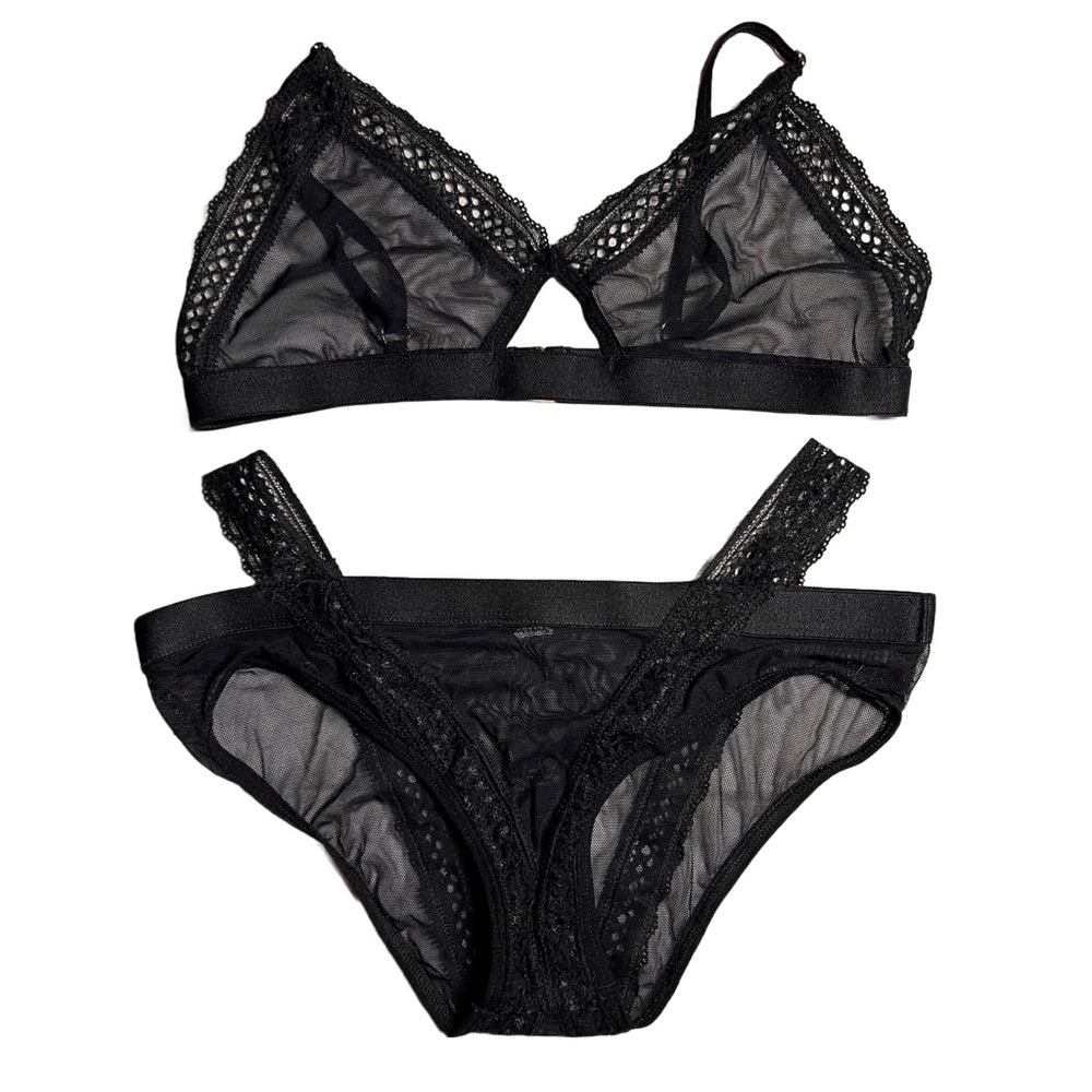 Black mesh bralette and panty set sm/med